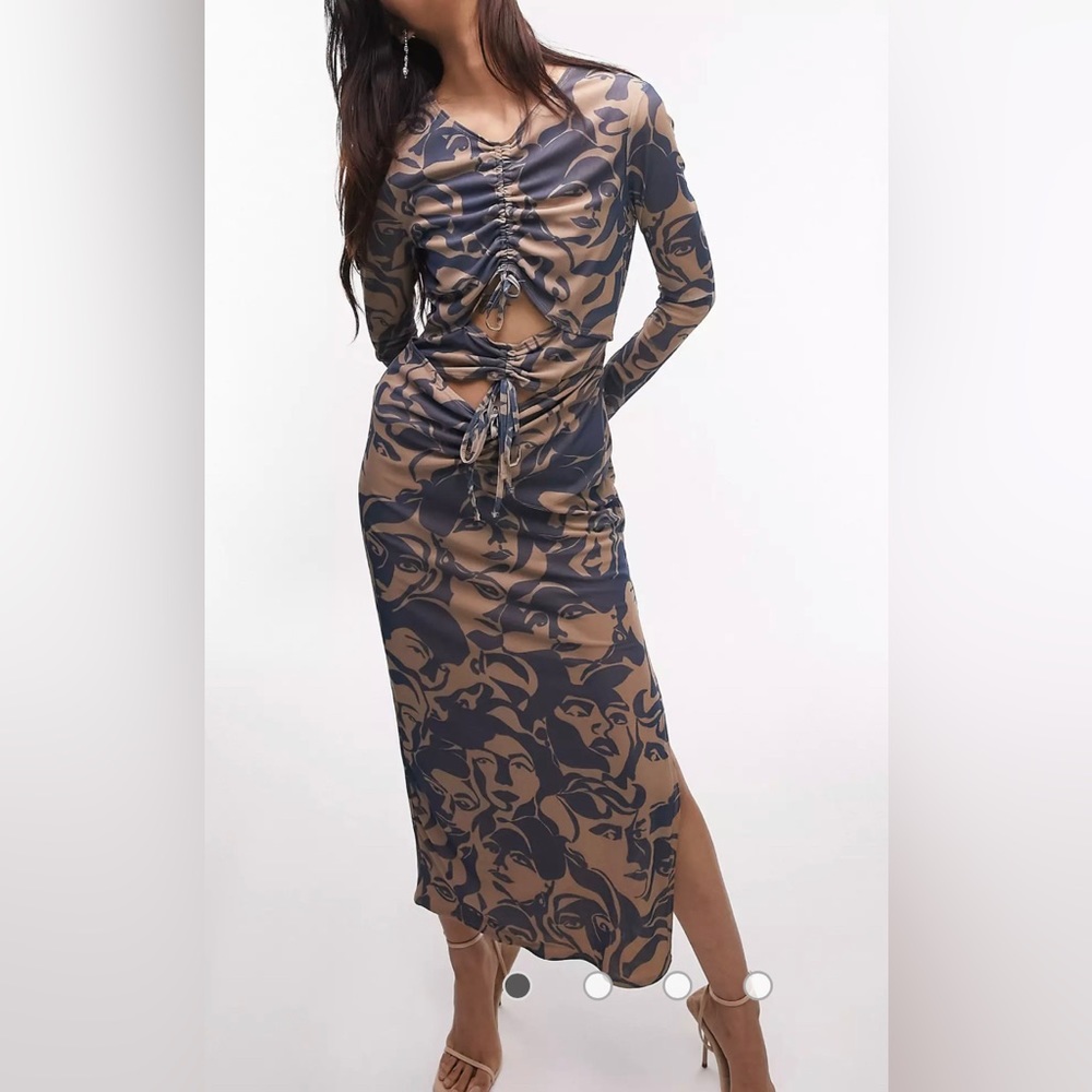 TOPSHOP long sleeve print dress